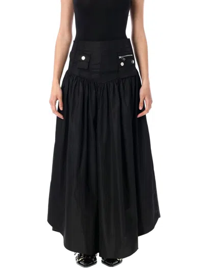 Ganni Duchesse Nylon Skirt In Black
