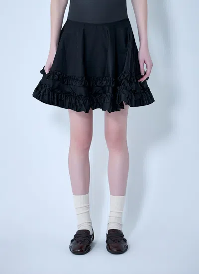 Ganni Duchesse Nylon Mini Frill Circle Skirt In Black