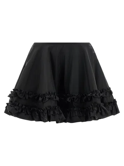 Ganni Duchesse Nylon Mini Frill Skirt In Black