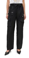 Ganni Duchesse Nylon Oversized Elasticated Pants Black In Black