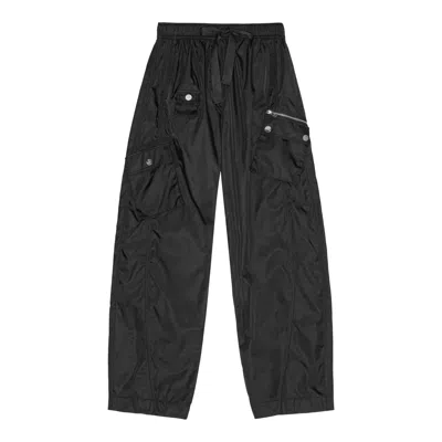 Ganni Duchesse Nylon Oversized Elasticated Trousers In Black