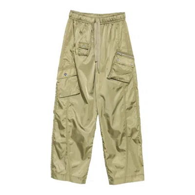 Ganni Duchesse Nylon Oversized Elasticated Trousers In Green