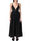 Ganni Nylon Midi Dress In Black