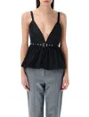 Ganni Black Duchesse Top With Strap In Black