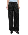 Ganni Duchesse Nylon Oversized Elasticated Pants Black In Black