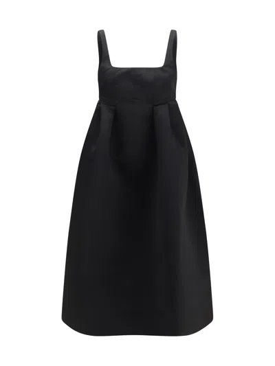 Ganni Duchesse Satin Corset Dress In Black