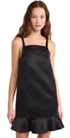 Ganni Duchesse Satin Sleeveless Mini Dress In Black