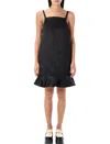 Ganni Duchesse Satin Sleeveless Mini Dress In Black