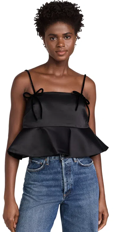 GANNI DUCHESSE SATIN TOP BLACK
