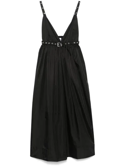 Ganni Belted Maxi Dress Studded Studs In Black