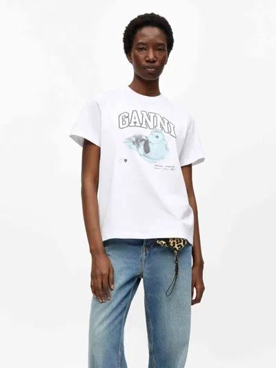 GANNI GANNI DUCKIE COTTON T-SHIRT
