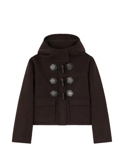 Ganni Duffle Coat Mini In Wool In Braun