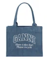 Ganni Tote Bag In Blue