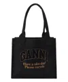 Ganni Borsa Tote Large Easy Shopper Denim In Grey