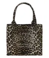 Ganni Leopard Large Canvas Tote Bag In Multicolor