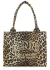 Ganni Leopard Large Canvas Tote Bag In Leopard