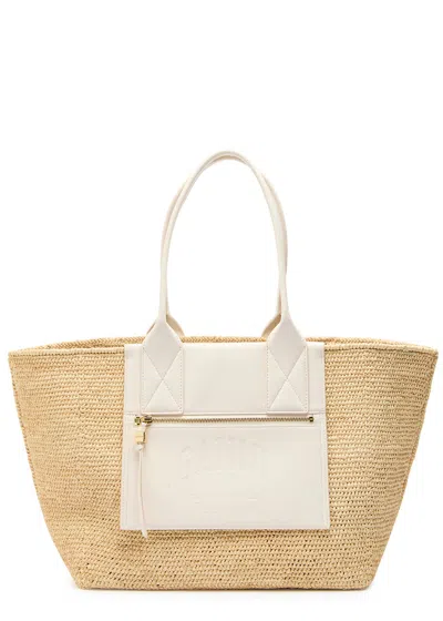 Ganni Easy Shopper Medium Raffia Tote In Brown