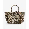 GANNI GANNI WOMEN'S LEOPARD EASY SHOPPER SMALL LEOPARD-PRINT RECYCLED-COTTON TOTE BAG