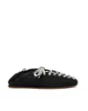 Ganni Sporty Nylon Ballerina Sneakers Lace Up In Black