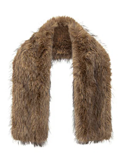 Ganni Eco-friendly Scarf In Metallic Finish In Foxtrot