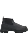 Ganni Elastic-panel Lug Sole Boots In Black