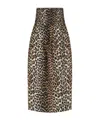 Ganni Leopard Print Denim Maxi Skirt In Multicolor