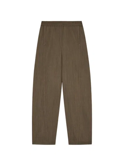 Ganni Elastic-waistband Trousers In Brown