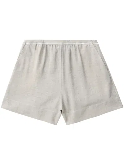 Ganni Elasticated Mélange Shorts In Grey