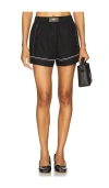 Ganni Cotton Poplin Elasticated Shorts In 黑色