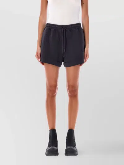 Ganni Women Logo Organic Cotton Shorts In Brown