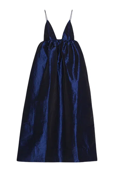 Ganni Elegant Blue Taffeta Dress For Women