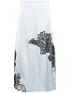 Ganni Satin Midi Skirt In Light Blue