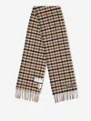 Ganni Checked Pattern Wool Scarf With Frayed Edges In Multi