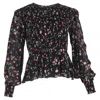 Ganni Elm Shirred Printed Georgette Peplum Blouse In Multicolor Viscose In Multi