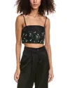 Ganni Embellished Crop Camisole In Black