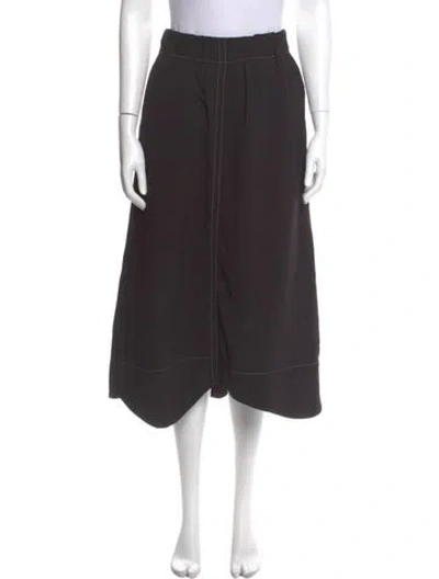 Pre-owned Ganni Embroidered Accent Midi Length Skirt In Gray