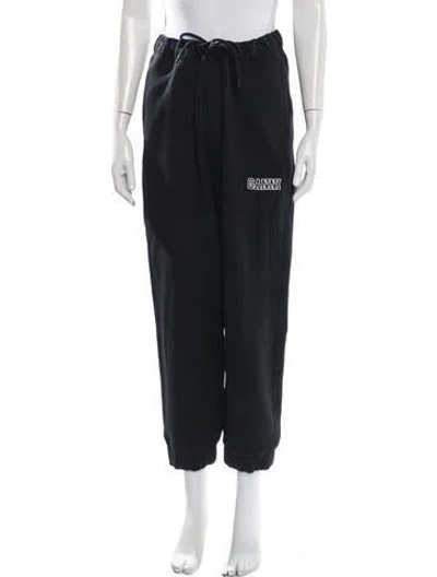 Pre-owned Ganni Embroidered Accent Sweatpants In Black