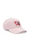 Ganni Embroidered-bear Baseball Cap In Pink