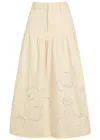 Ganni Off-white Broderie Anglaise Denim Maxi Skirt In Neutral