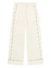 Ganni Embroidered Drawstring Trousers In Neutral