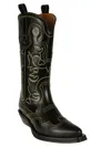 GANNI GANNI EMBROIDERED LEATHER WESTERN BOOTS