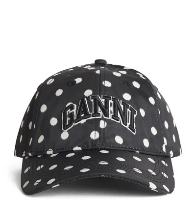 Ganni Embroidered Logo Baseball Cap In Black