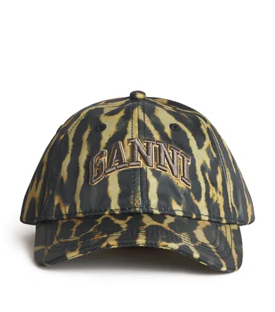 Ganni Embroidered Logo Baseball Cap In Brown