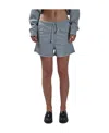 Ganni Embroidered-logo Drawstring Shorts In Gray