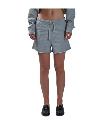 Ganni Embroidered-logo Drawstring Shorts In Gray