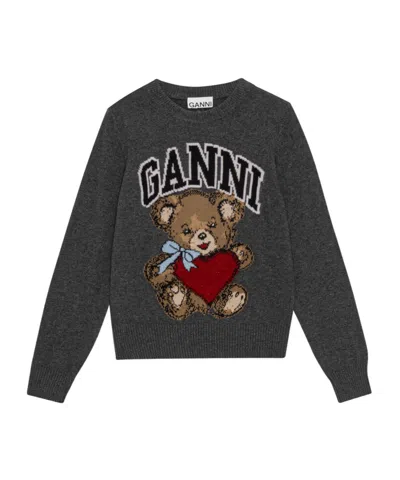 GANNI GANNI SWEATER WITH COLORFUL BEAR MOTIF