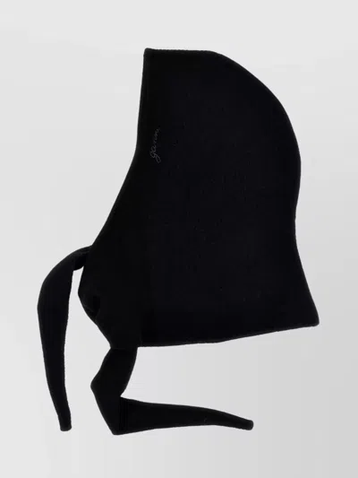 Ganni Embroidered Logo Knit Hood In Black