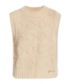 Ganni Jacquard-knit Wool And Cotton-blend Vest In Nude