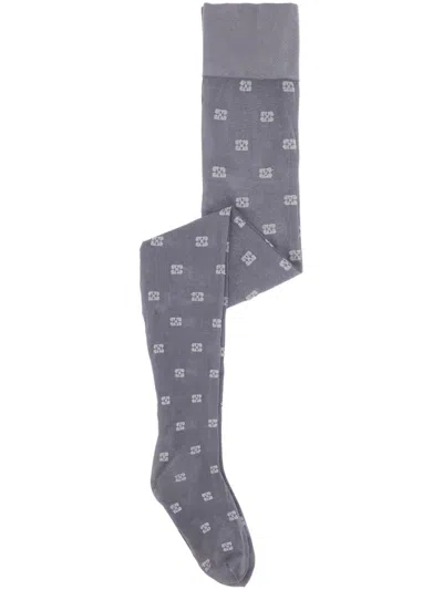 Ganni Embroidered-logo Socks In Grey