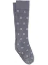 Ganni Embroidered-logo Socks In Grey
